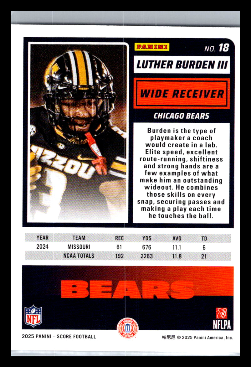 2025 Score #18 Luther Burden III Chicago Bears