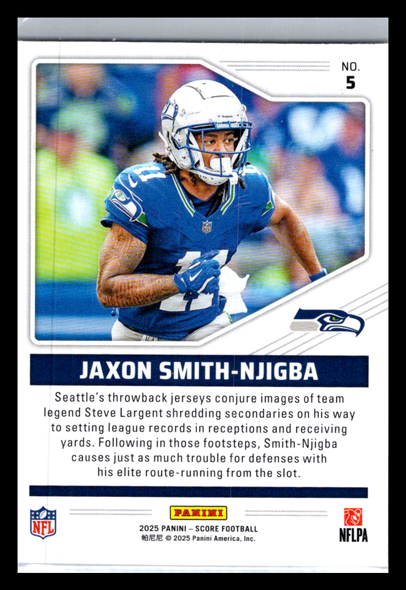 2025 Score #5 Jaxon Smith-Njigba Throwbacks Red Seattle Seahawks
