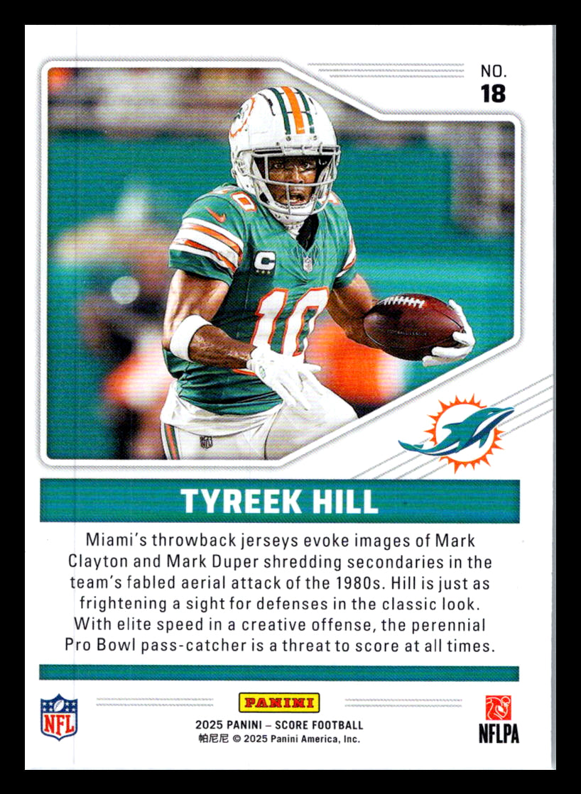 2025 Score #18 Tyreek Hill Throwbacks Miami Dolphins