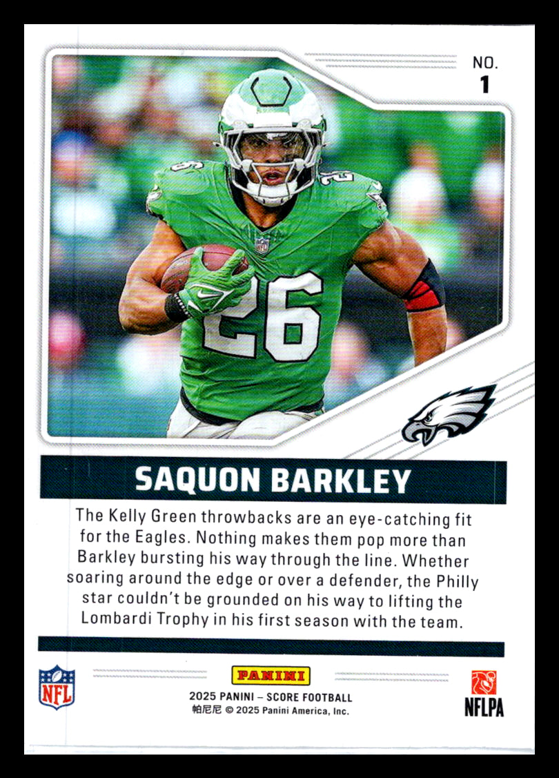 2025 Score #1 Saquon Barkley Throwbacks Philadelphia Eagles