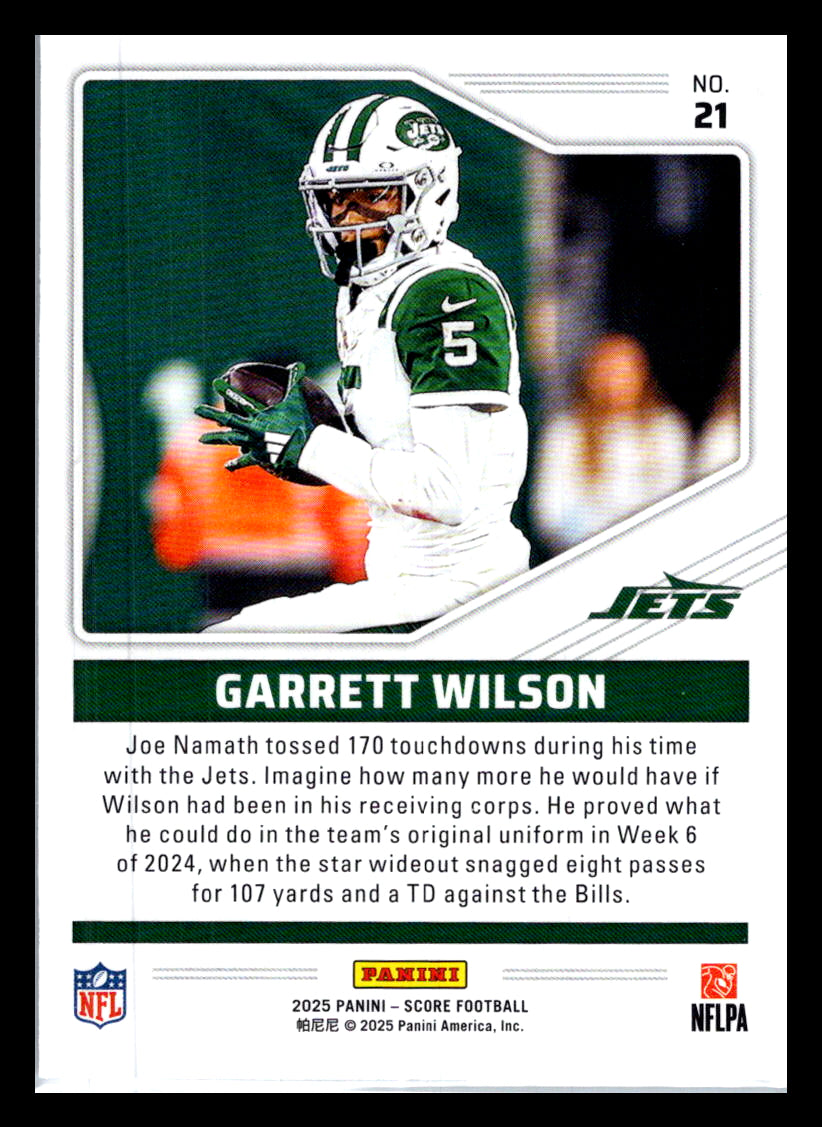 2025 Score #21 Garrett Wilson Throwbacks New York Jets