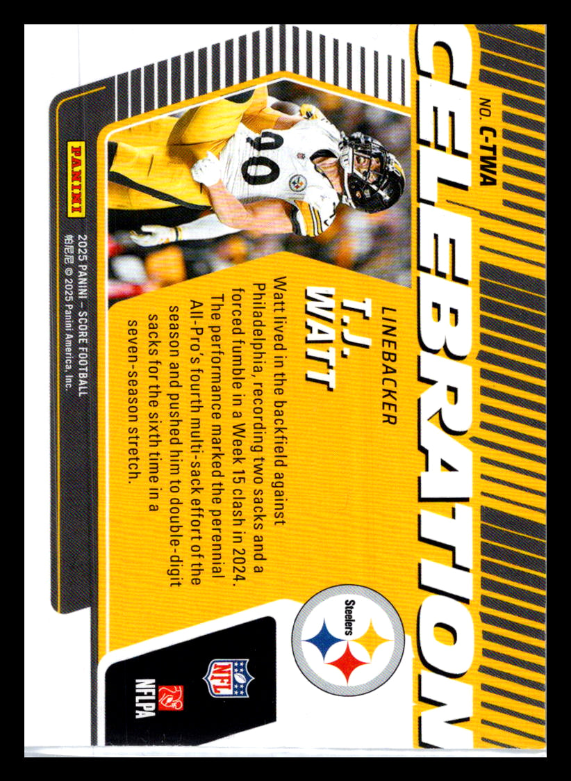 2025 Score #C-TWA T.J. Watt Celebration Pittsburgh Steelers
