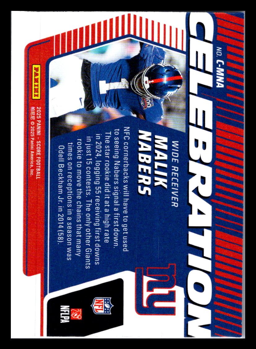2025 Score #C-MNA Malik Nabers Celebration New York Giants