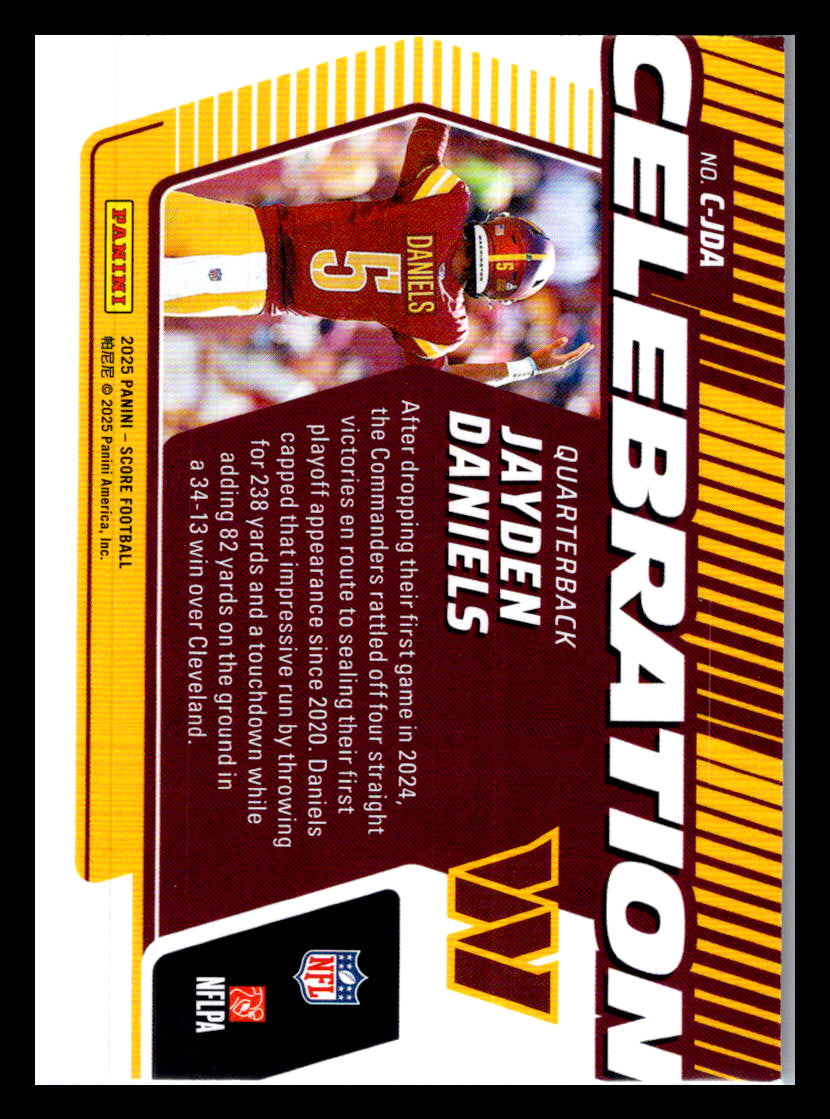 2025 Score #C-JDA Jayden Daniels Celebration Washington Commanders