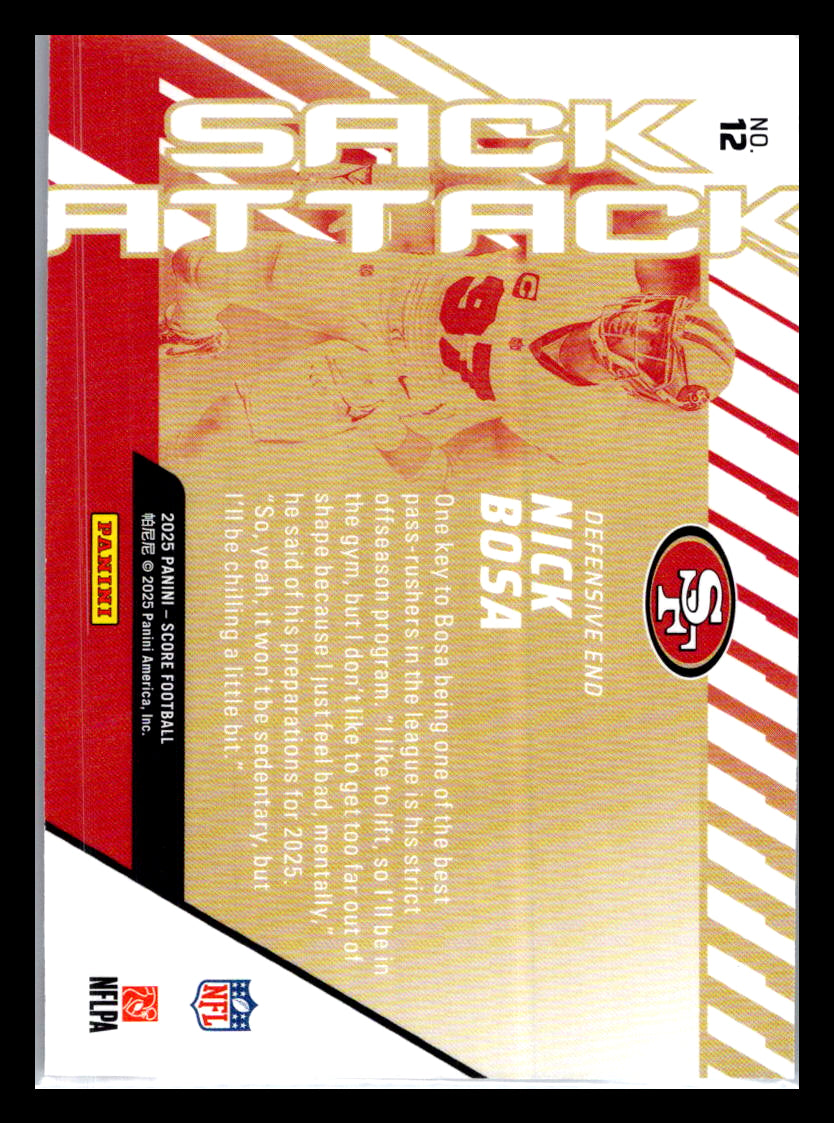 2025 Score #12 Nick Bosa Sack Attack San Francisco 49ers