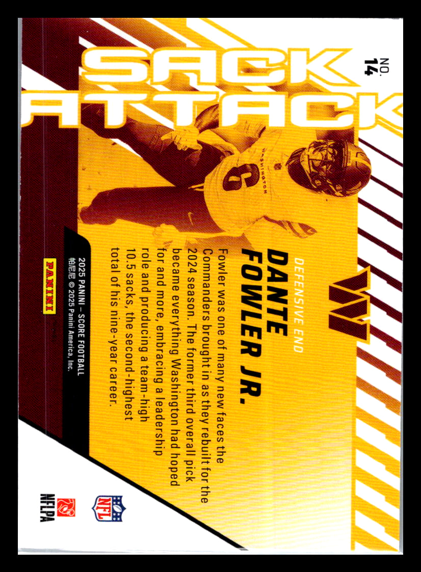 2025 Score #14 Dante Fowler Jr. Sack Attack Washington Commanders