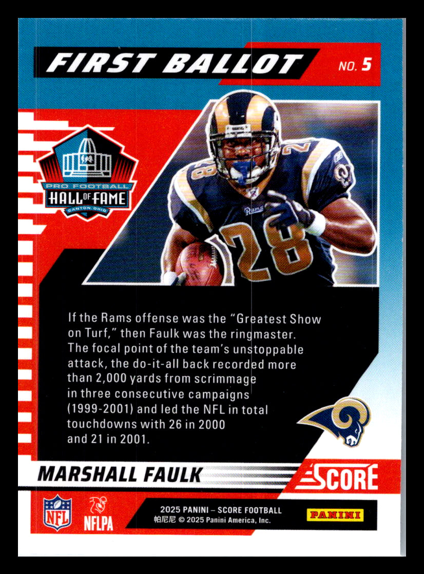 2025 Score #5 Marshall Faulk First Ballot St. Louis Rams