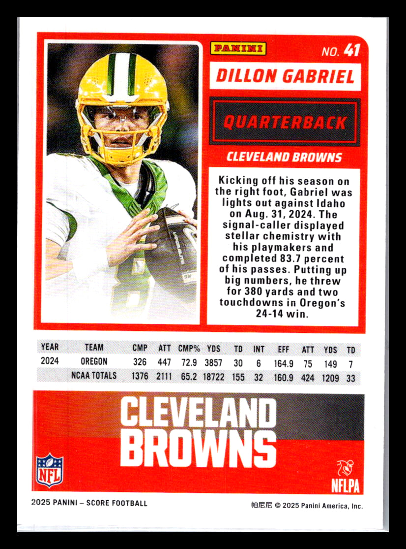 2025 Score #41 Dillon Gabriel Red Cleveland Browns