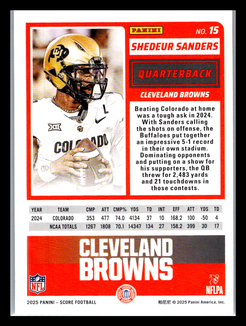 2025 Score #15 Shedeur Sanders Cleveland Browns