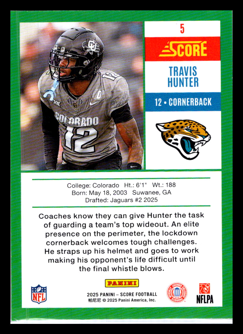 2025 Score #5 Travis Hunter Anniversary Rookies Jacksonville Jaguars