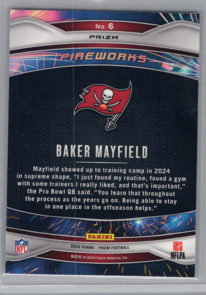 2024 Panini Prizm #6 Baker Mayfield Fireworks Green Wave Prizm Tampa Bay Buccaneers