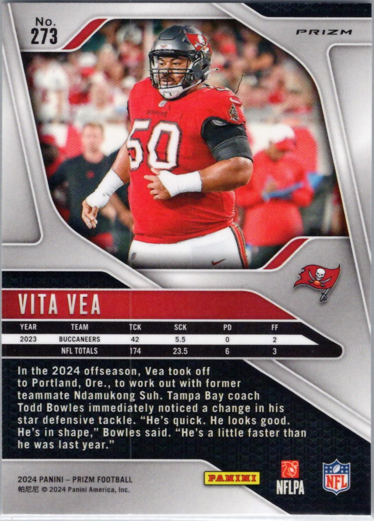 2024 Panini Prizm #273 Vita Vea Silver Tampa Bay Buccaneers
