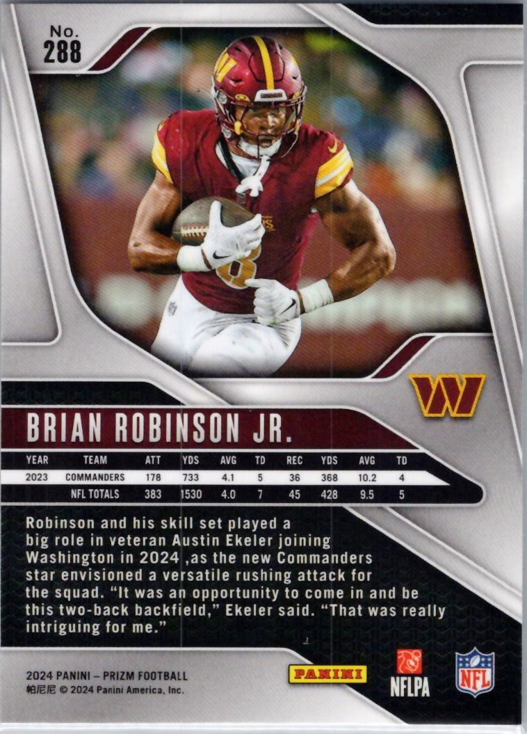 2024 Panini Prizm #288 Brian Robinson Jr. Washington Commanders