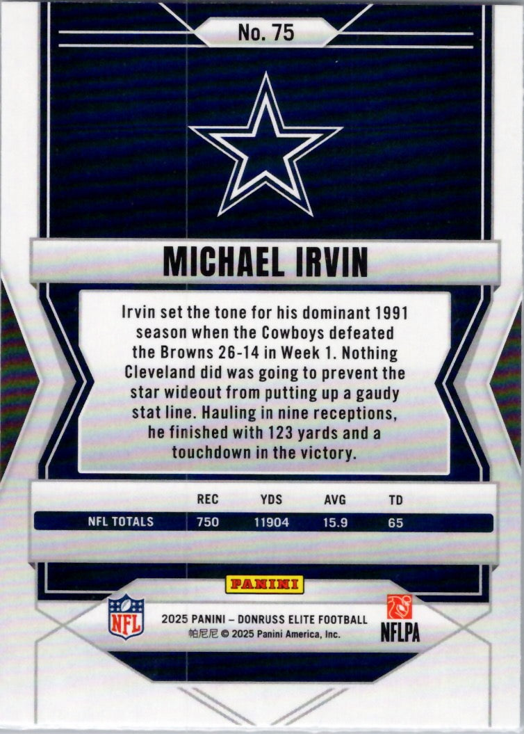 2025 Donruss Elite #75 Michael Irvin Dallas Cowboys