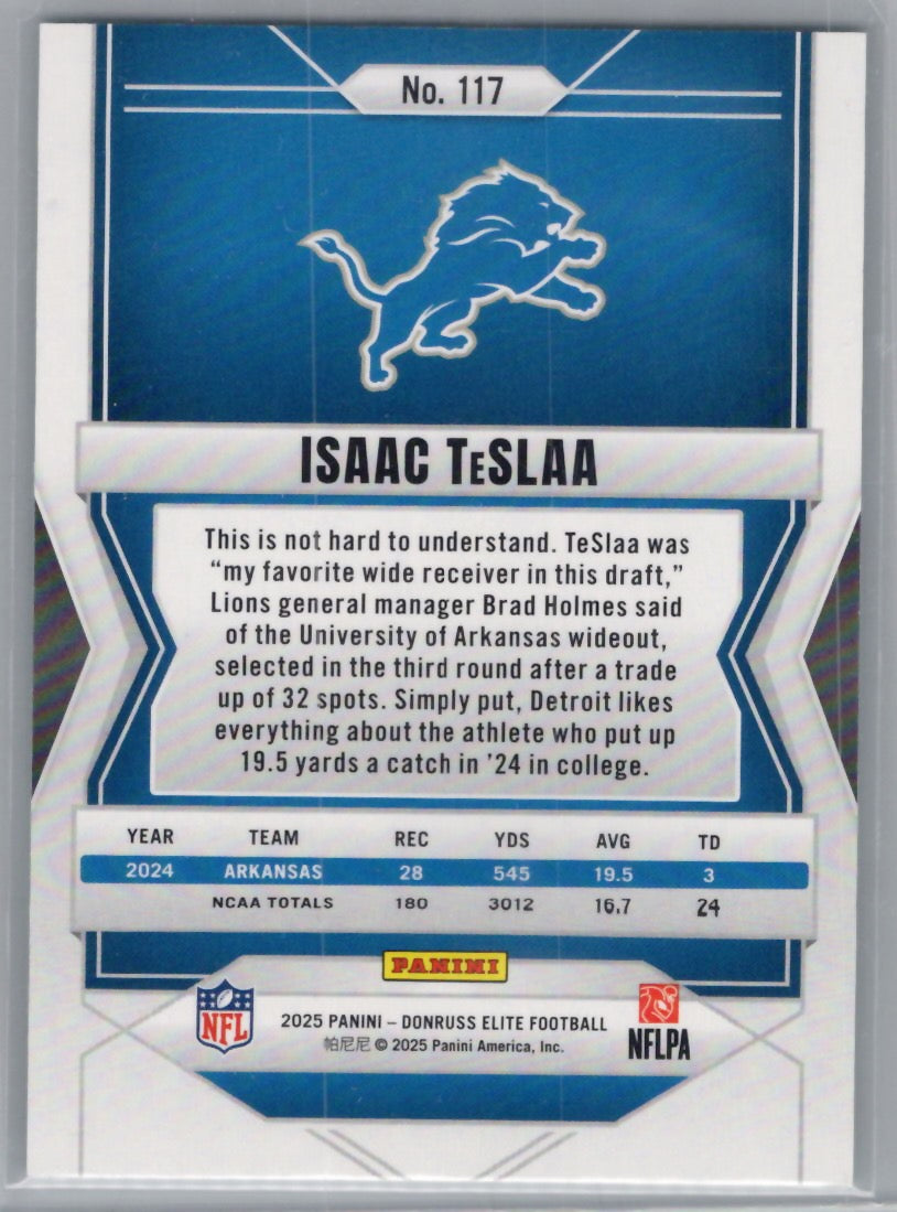 2025 Donruss Elite #117 Isaac TeSlaa Aspirations Lime Green #/999 Detroit Lions