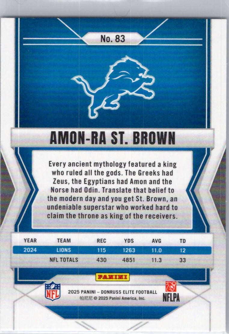 2025 Donruss Elite #83 Amon-Ra St. Brown Detroit Lions