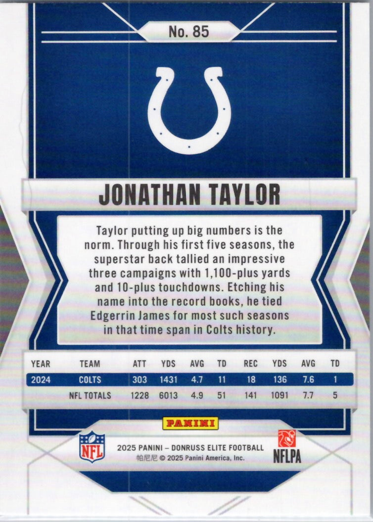 2025 Donruss Elite #85 Jonathan Taylor Indianapolis Colts