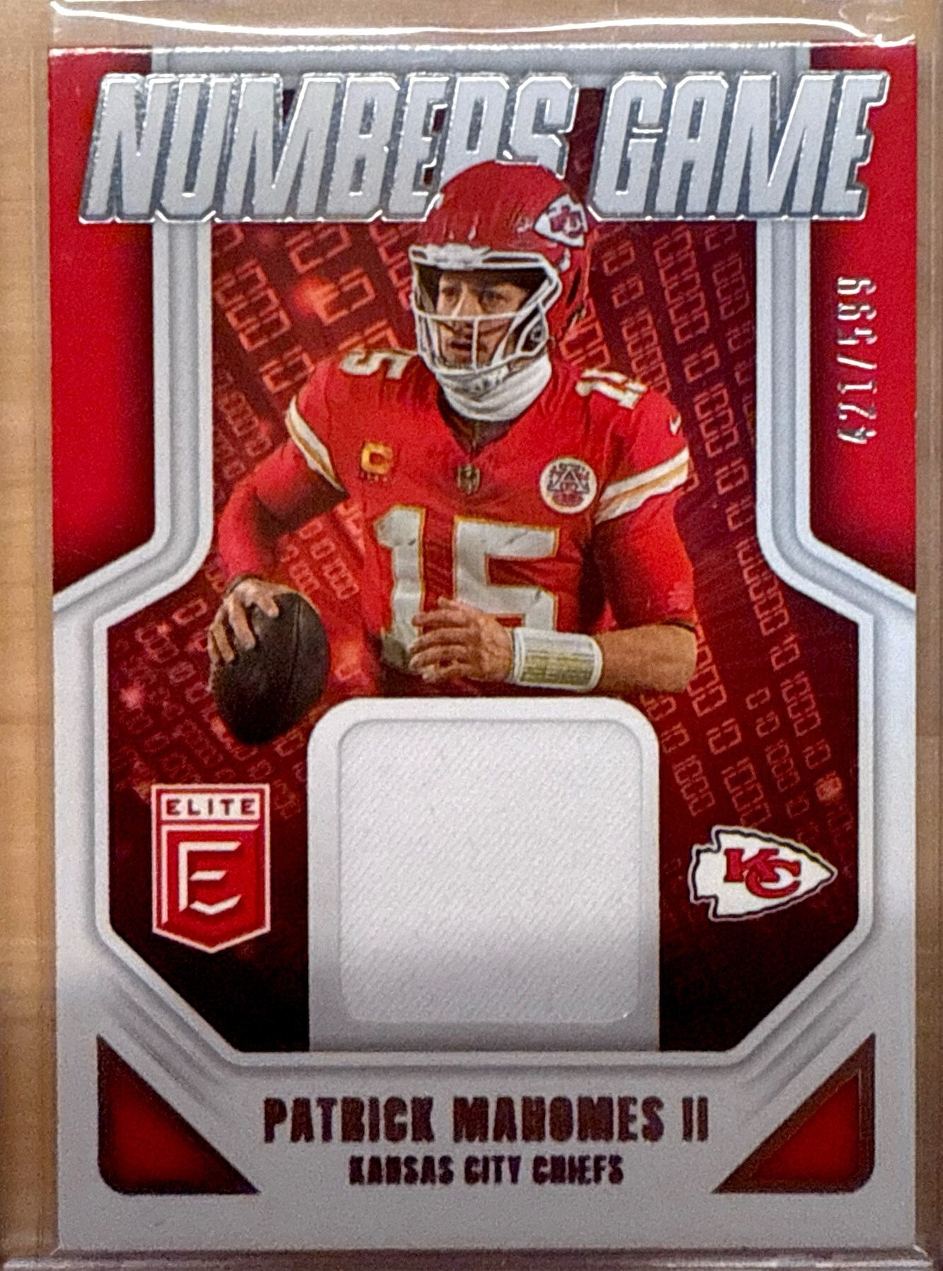 2025 Donruss Elite #NGJ-PMH Patrick Mahomes II Numbers Game #/599 Kansas City Chiefs