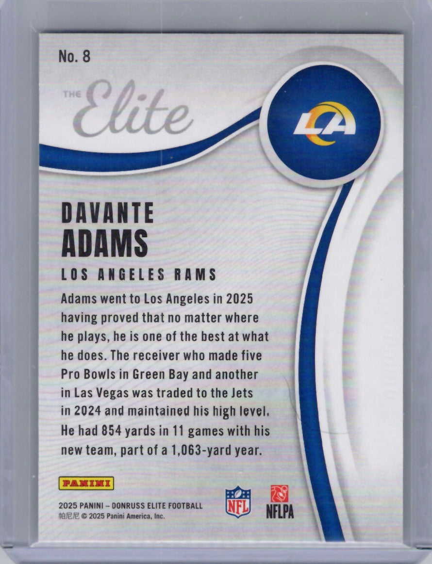 2025 Donruss Elite #8 Davante Adams The Elite Green Los Angeles Rams