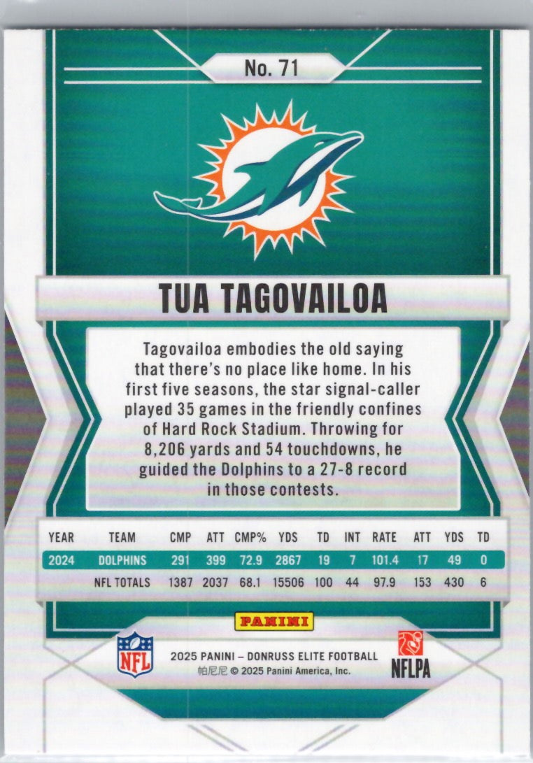 2025 Donruss Elite #71 Tua Tagovailoa Miami Dolphins