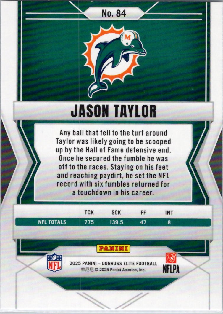 2025 Donruss Elite #84 Jason Taylor Miami Dolphins