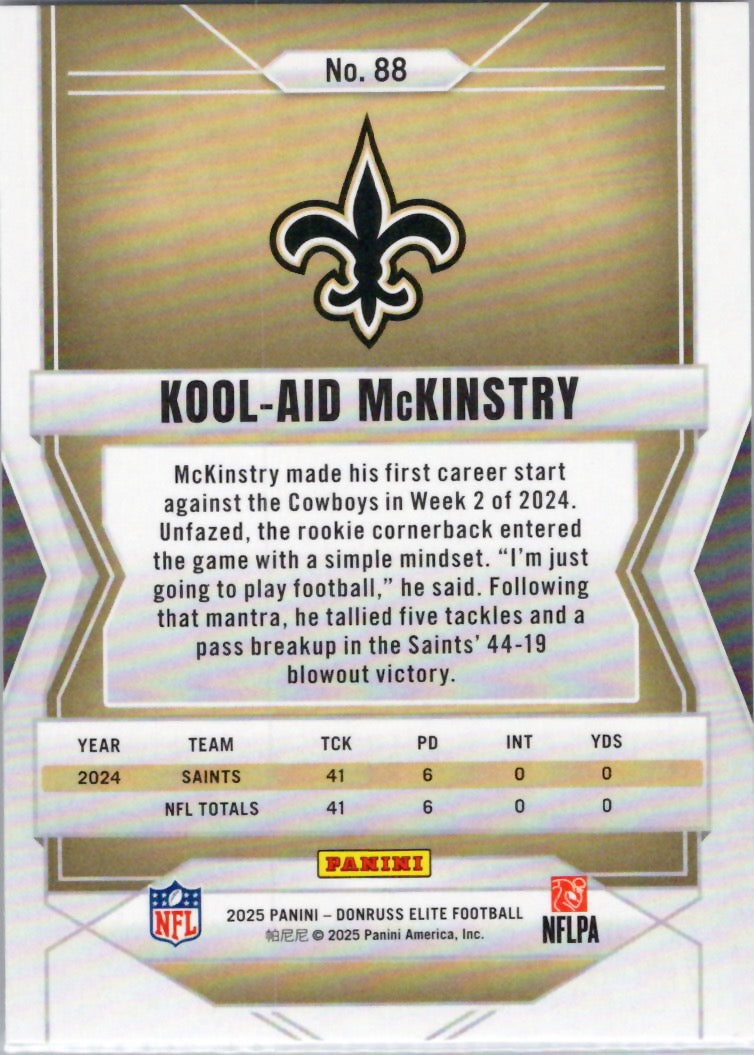 2025 Donruss Elite #88 Kool-Aid McKinstry New Orleans Saints