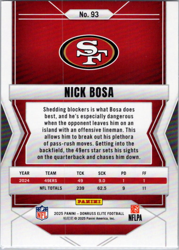 2025 Donruss Elite #93 Nick Bosa San Francisco 49ers