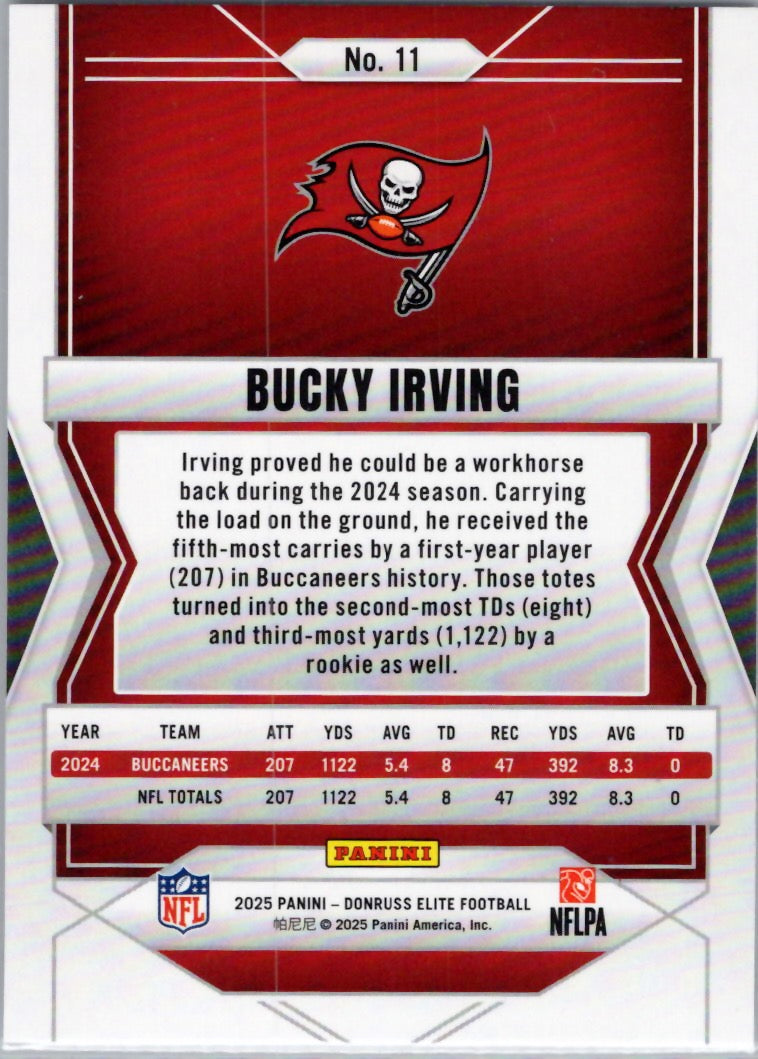 2025 Donruss Elite #11 Bucky Irving Tampa Bay Buccaneers