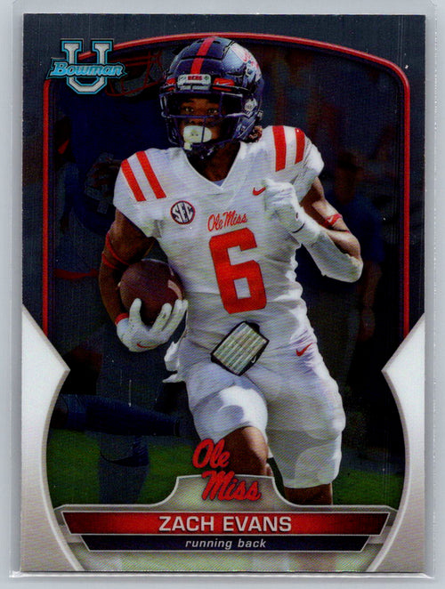2022 Bowman University Chrome #10 Zach Evans Ole Miss Rebels