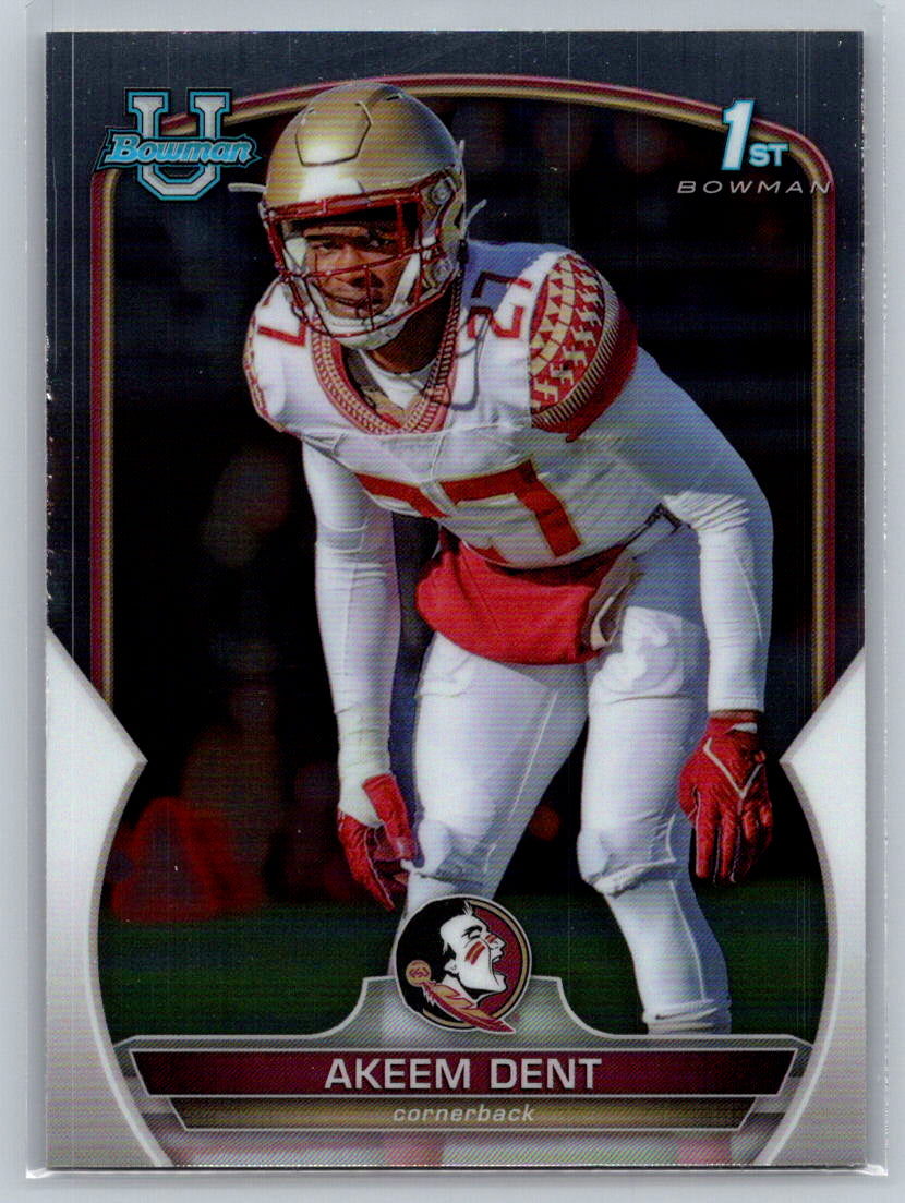 2022 Bowman University Chrome #13 Akeem Dent Florida State Seminoles