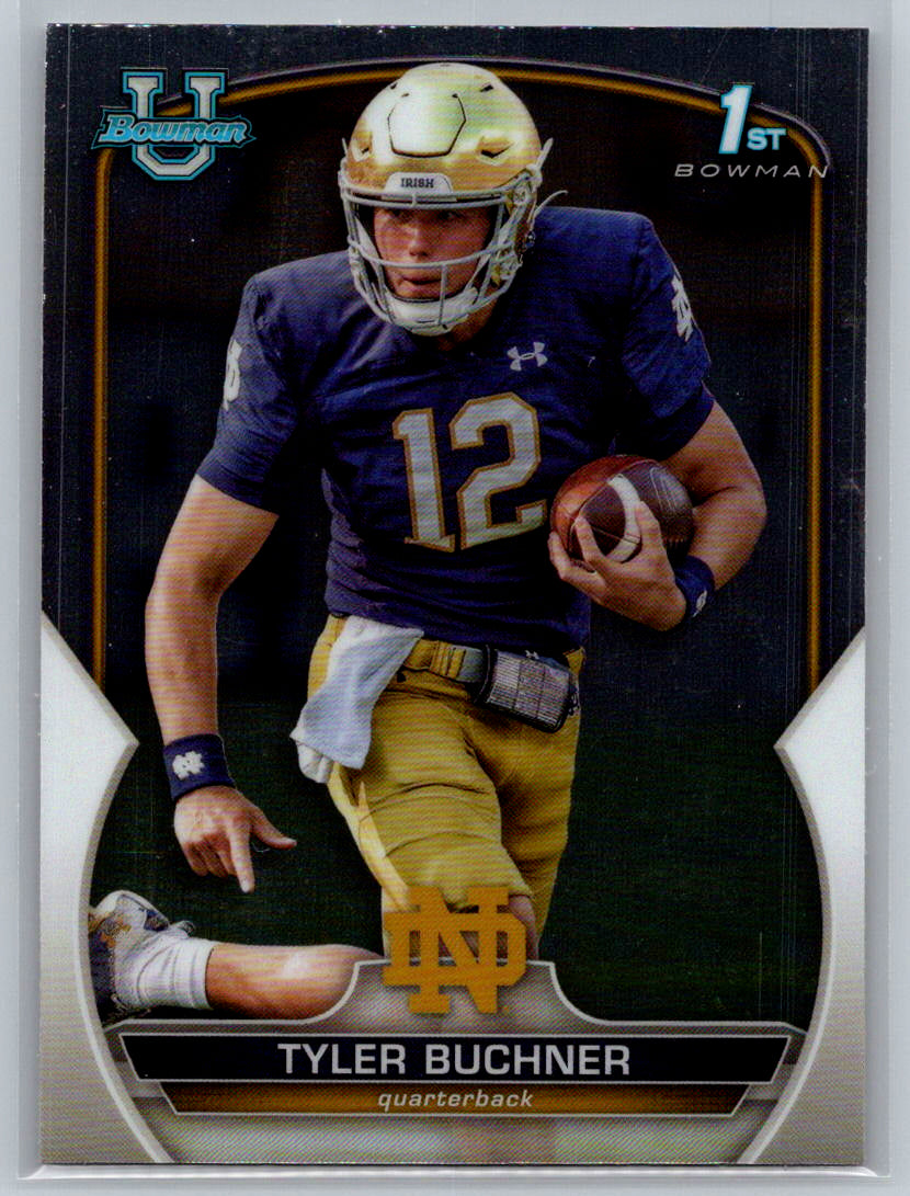 2022 Bowman University Chrome #24 Tyler Buchner Notre Dame Fighting Irish