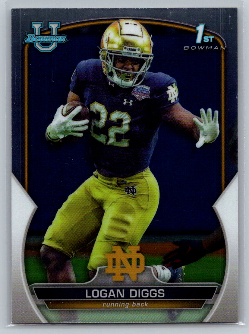 2022 Bowman University Chrome #38 Logan Diggs Notre Dame Fighting Irish