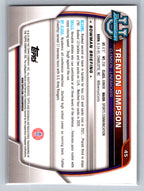 2022 Bowman University Chrome #45 Trenton Simpson Clemson Tigers