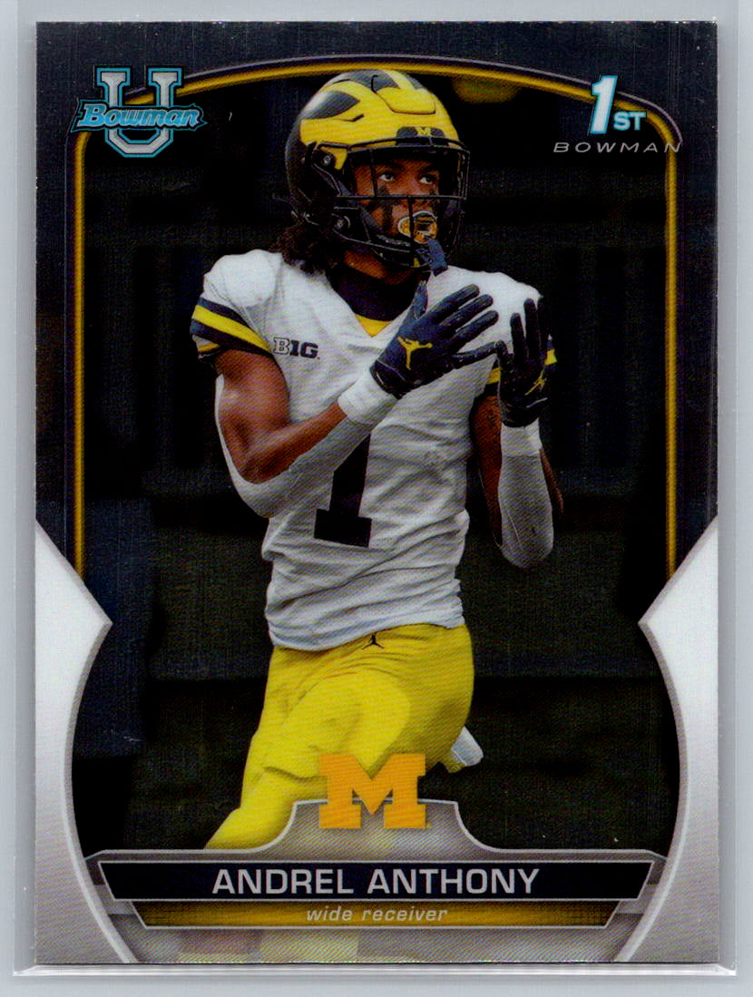 2022 Bowman University Chrome #63 Andrel Anthony Michigan Wolverines