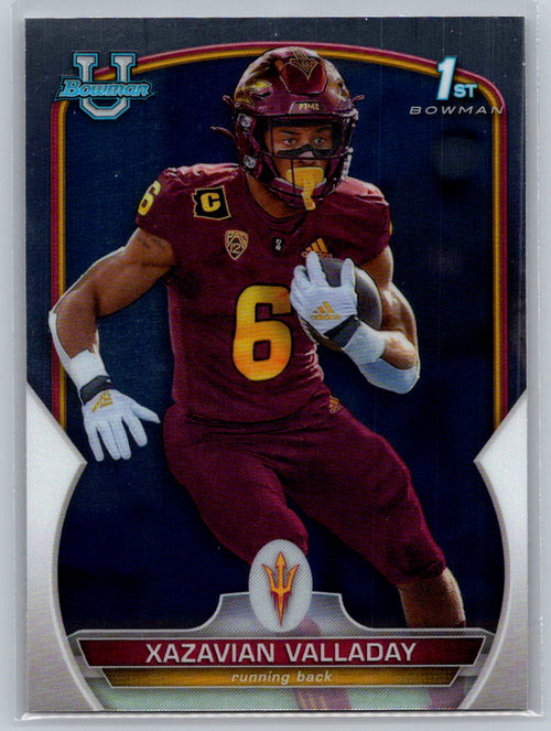 2022 Bowman University Chrome #64 Xazavian Valladay Arizona State Sun Devils