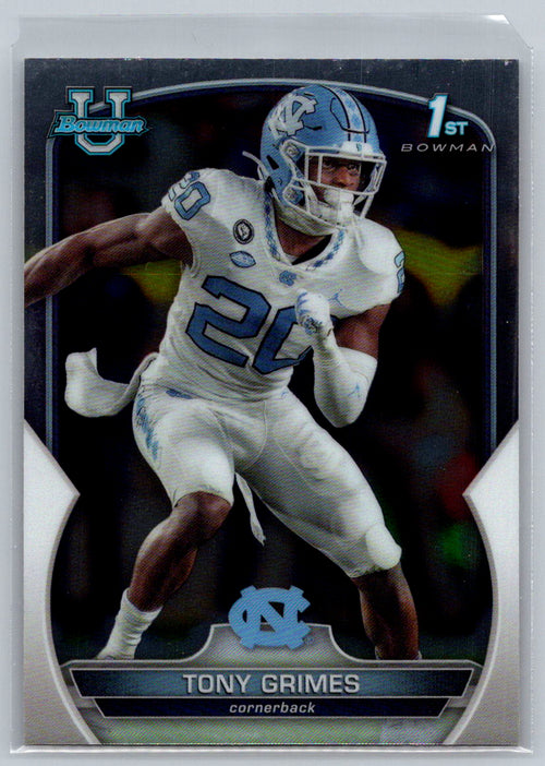 2022 Bowman University Chrome #75 Tony Grimes North Carolina Tar Heels