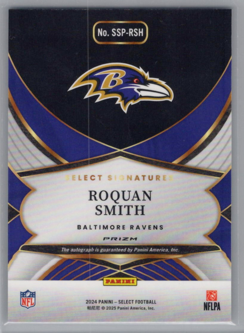 2024 Panini Select #SSP-RSH Roquan Smith Select Signatures Prizm Baltimore Ravens