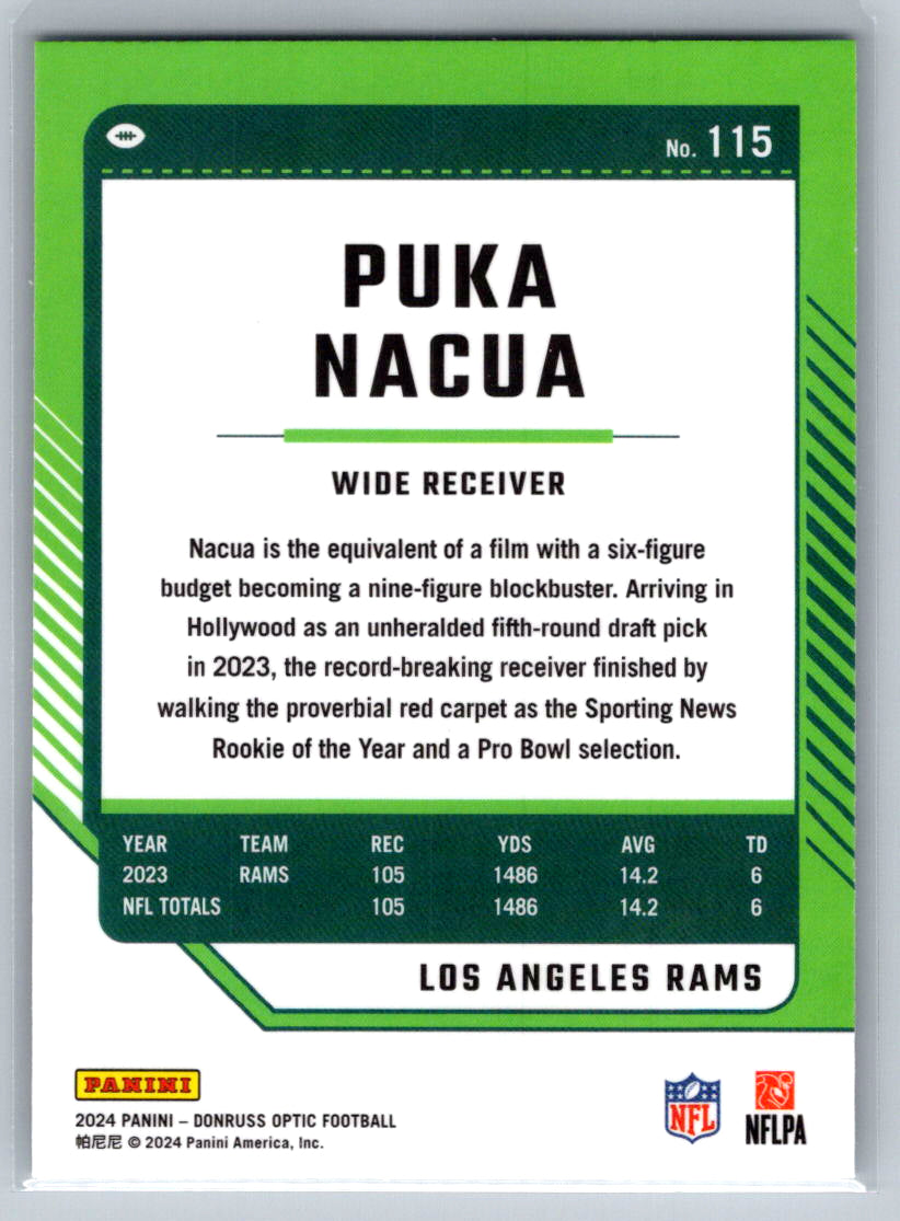 2024 Donruss Optic #115 Puka Nacua Los Angeles Rams