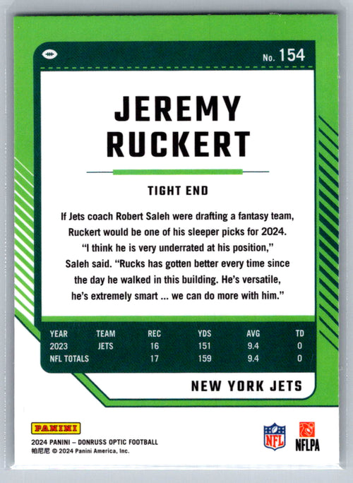 2024 Donruss Optic #154 Jeremy Ruckert New York Jets