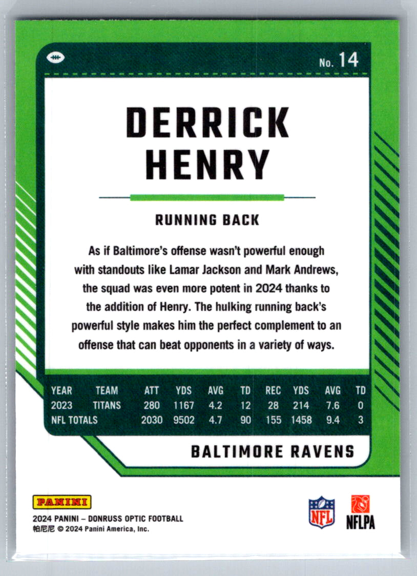 2024 Donruss Optic #14 Derrick Henry Baltimore Ravens