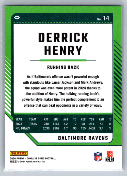2024 Donruss Optic #14 Derrick Henry Baltimore Ravens