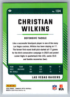 2024 Donruss Optic #104 Christian Wilkins Las Vegas Raiders
