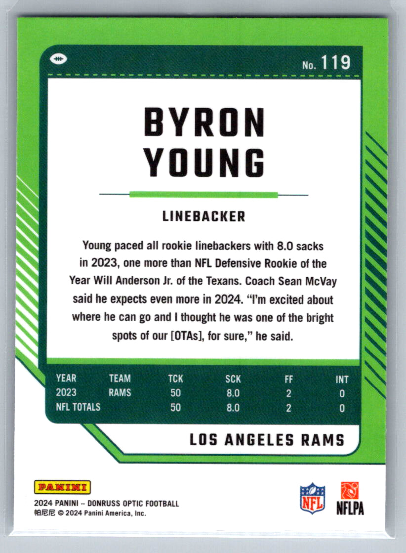 2024 Donruss Optic #119 Byron Young (LB) Los Angeles Rams