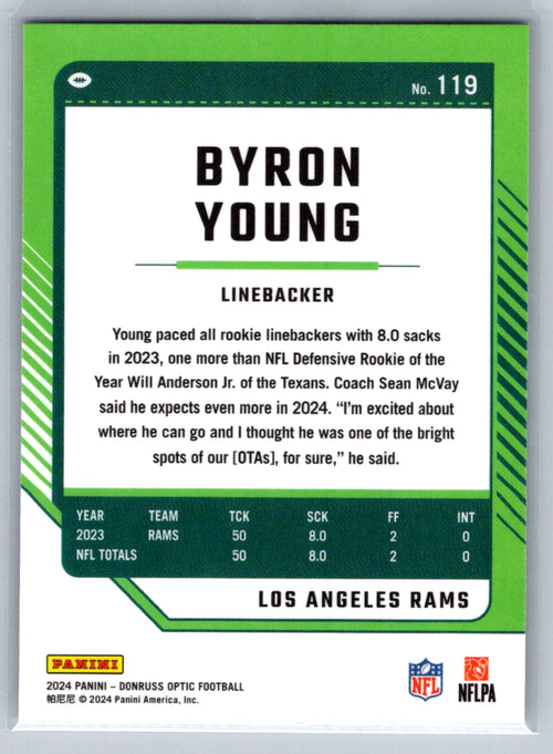 2024 Donruss Optic #119 Byron Young (LB) Los Angeles Rams