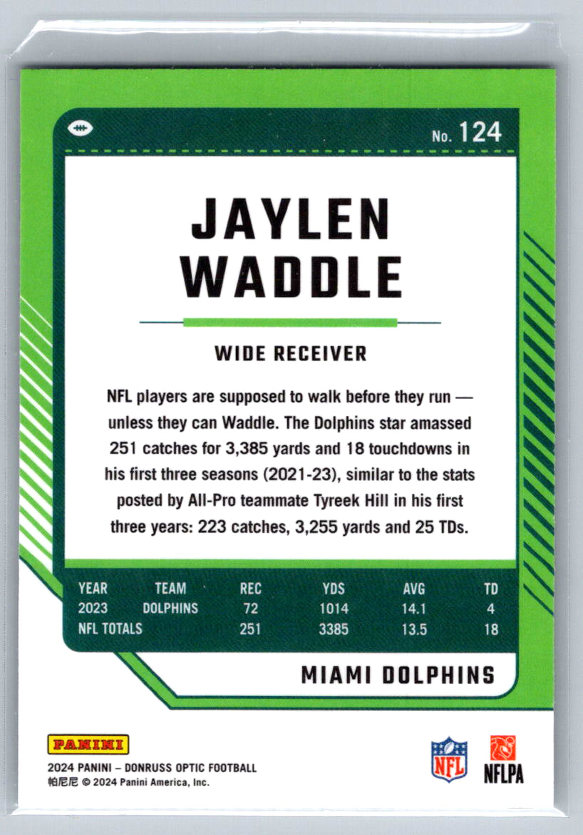 2024 Donruss Optic #124 Jaylen Waddle Miami Dolphins