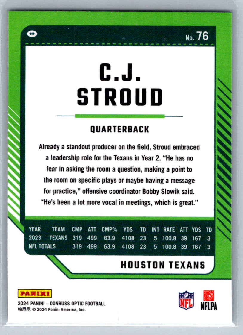 2024 Donruss Optic #76 C.J. Stroud Houston Texans