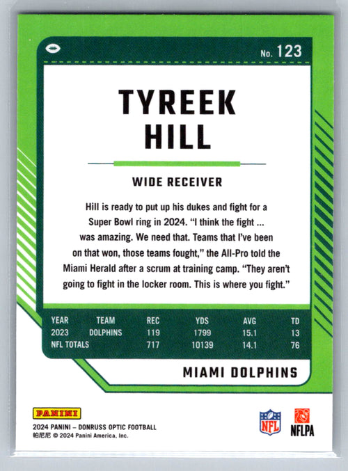 2024 Donruss Optic #123 Tyreek Hill Miami Dolphins
