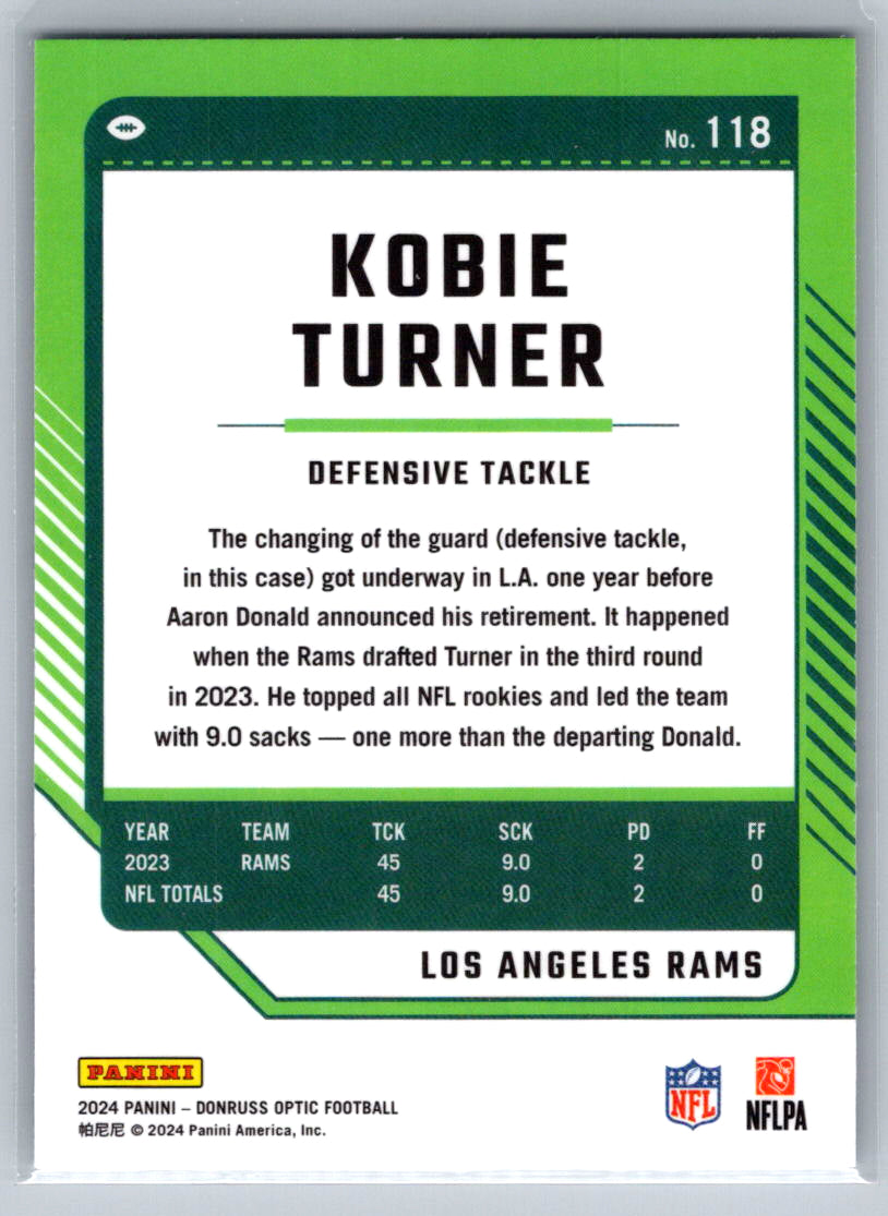 2024 Donruss Optic #118 Kobie Turner Los Angeles Rams