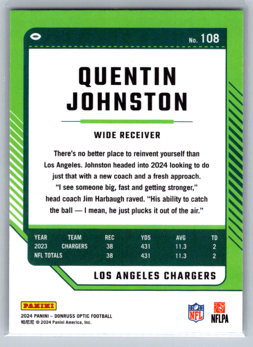 2024 Donruss Optic #108 Quentin Johnston Los Angeles Chargers