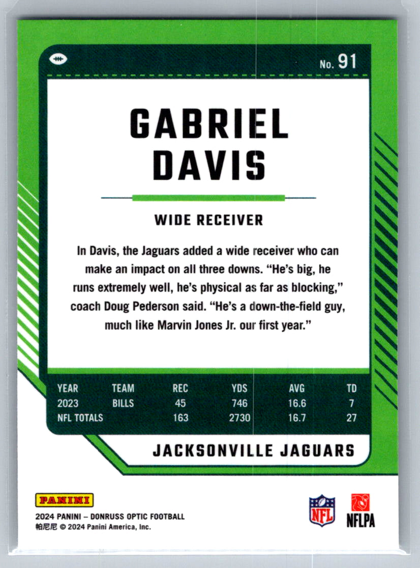 2024 Donruss Optic #91 Gabriel Davis Jacksonville Jaguars
